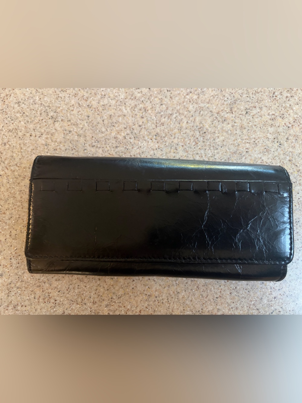 Hobo Black Fold Over Long Magnetic Close Wallet